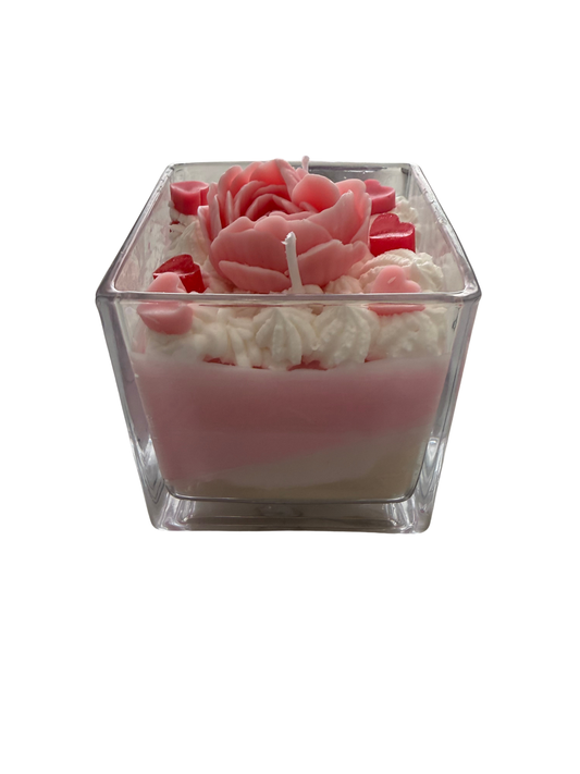 Roses and hearts rose scented candle