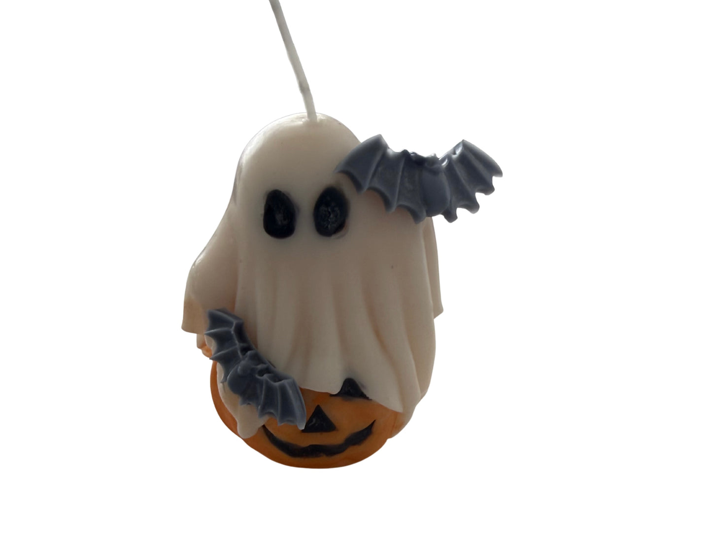 Ghost and pumpkin candle