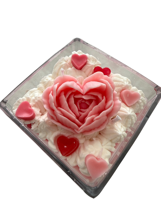 Roses and hearts rose scented candle